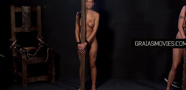  Two girlfriends whipped by the cruel Master